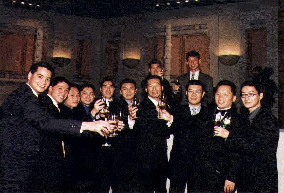 with old college friends at Mark's wedding